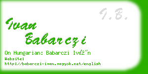ivan babarczi business card